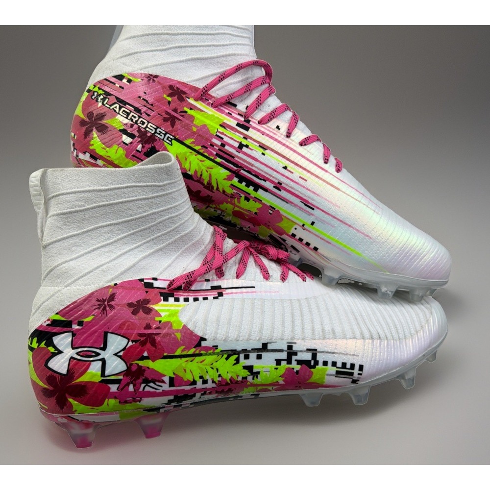 Under Armour Highlight Pro LE Men Sz16 Lacrosse Cleats 6005974-100 Floral White
